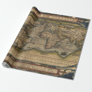 Färglös Vintage World Map Ortelius Presentpapper