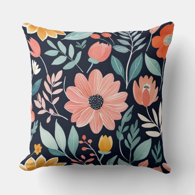 färglös viskös blommigt kudde (Framsida)