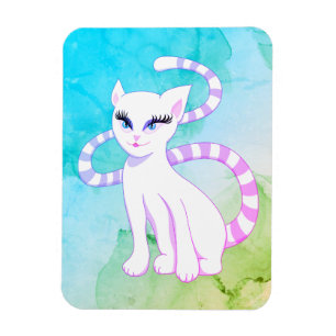 Färglös vit katt - Cute Beval Kattdjur Girl Magnet