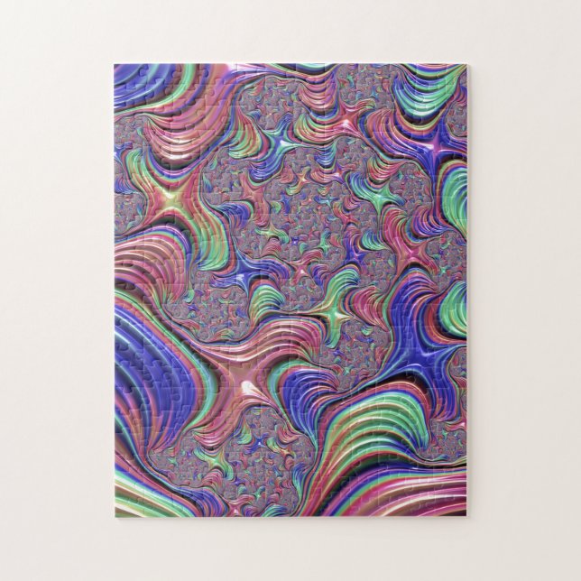 Färglös Vortex-Abstrakt Trippy Spiral Fractal Pussel (Vertikal)