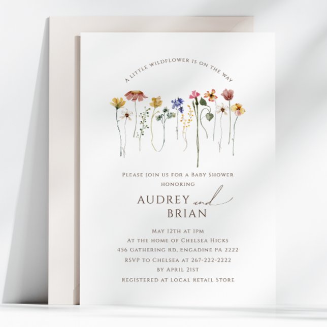 Färglös Wildblomma på Par babyskor Inbjudningar (Skapare uppladdad)