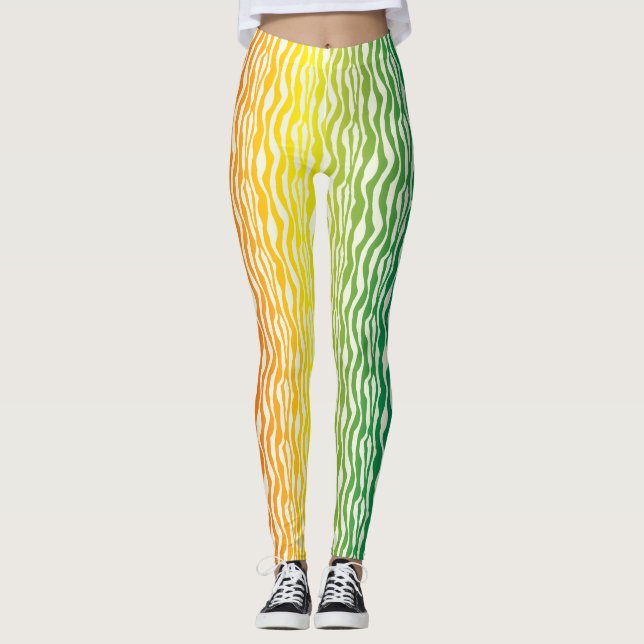 Färglös Zebra mönstrad utskrift Leggings (Framsida)