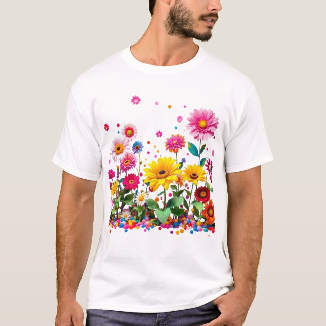 Färglösa blommor med vibrant Petals T Shirt (Framsida)
