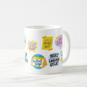 Färglösa bubbelcitat som kan samlas in kaffemugg