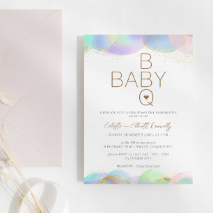 Färglösa bubblor Vita BBQ Baby Shower Inbjudningar