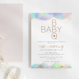 Färglösa bubblor Vita BBQ Baby Shower Inbjudningar