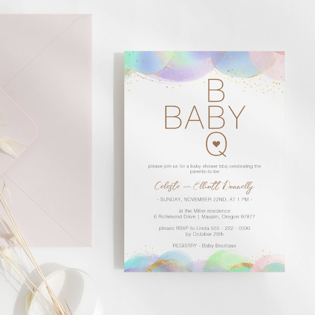 Färglösa bubblor Vita BBQ Baby Shower Inbjudningar (Skapare uppladdad)