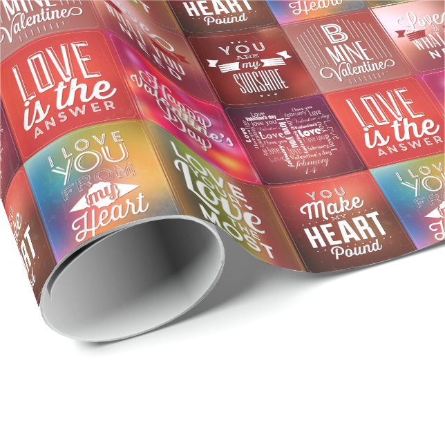 Färglösa citattecken för Retro Kärlek Mönster 2 Presentpapper (Rullad Hörn)