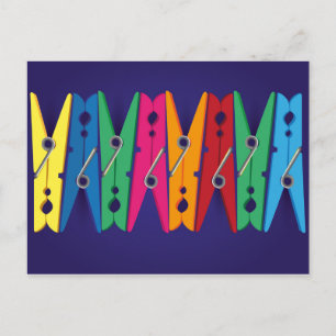 Färglösa Clothespins vykort