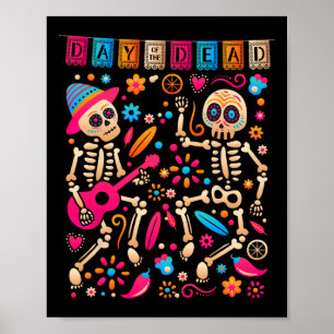 Färglösa danskar i mexikanska Skeletoner - Cute Da Poster