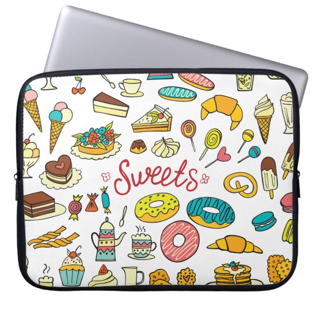 Färglösa dodelgodis: dessertdesign laptop fodral (Framsidan)
