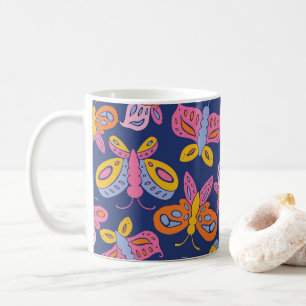 färglösa fjärilar kaffemugg