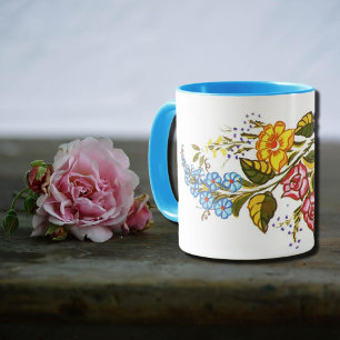 färglösa Kalocsai-blommor Mugg