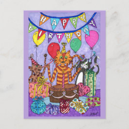 Färglösa katter födelsedag vykort