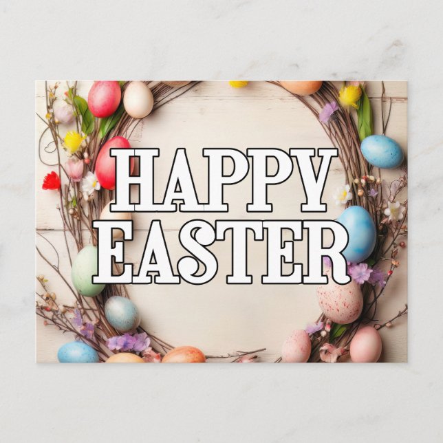 Färglösa Påskägg och blommor andedräkt Vykort (Framsida)