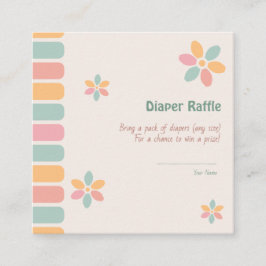 Färglösa pastellblommor Babyskor Diaper Raffle Tilläggskort