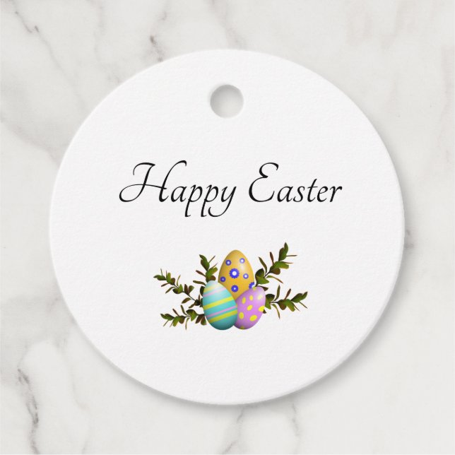 Färglösa pastelldekorerade Påskägg Gåvor Etiketter (Framsida)