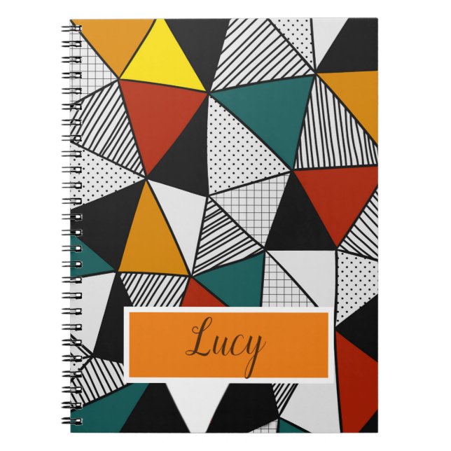 färglösa trianglar, geometriska mönster anteckningsbok (Framsidan)
