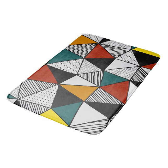 färglösa trianglar, geometriska mönster badrumsmatta (Vinklad)