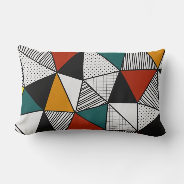 färglösa trianglar, geometriska mönster lumbarkudde (Framsida)