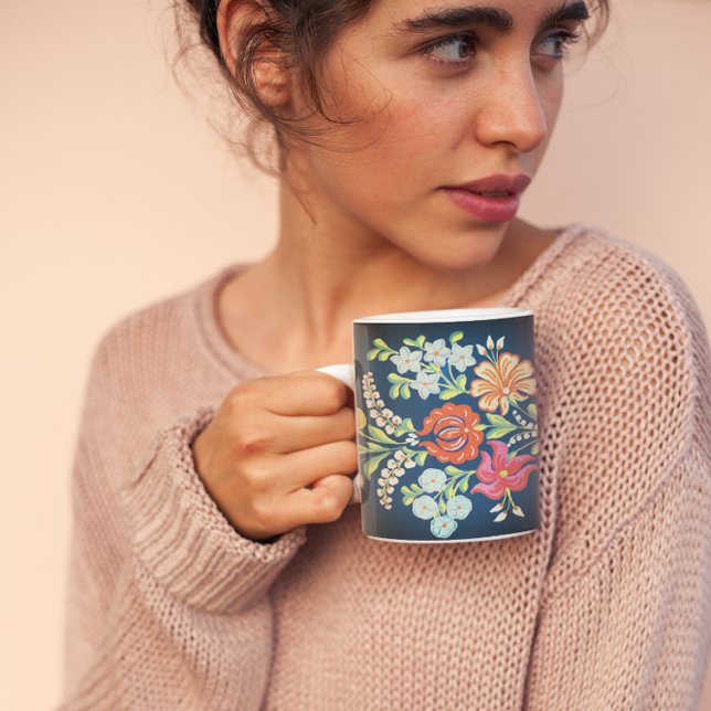 färglösa ungerska blommor kaffemugg (Skapare uppladdad)