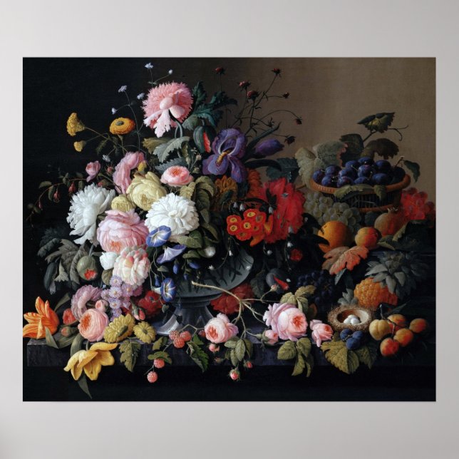 Färglösa Vintagar Vas Art-målning Poster (Framsidan)