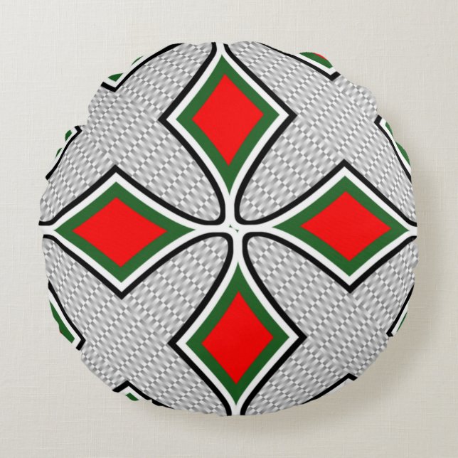 Färglöst 3D Digital Design Round Dekorativ kudde (Framsidan)