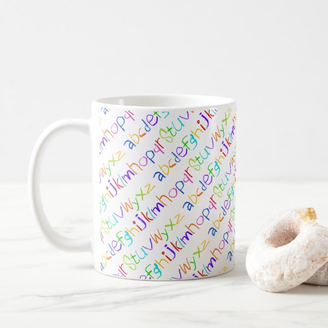 Färglöst ABC Rainbow Kritor Barn Handskrift Kaffemugg (Med munk)