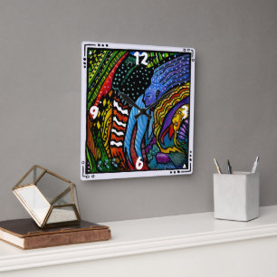 Färglöst Abstrakt Art Clock Fyrkantig Klocka