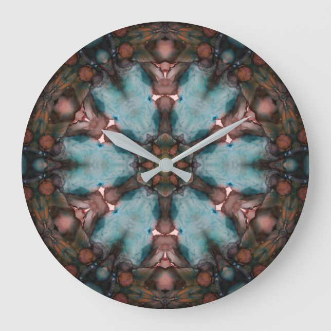 Färglöst Abstrakt Art Wheel Stor Klocka (Framsida)
