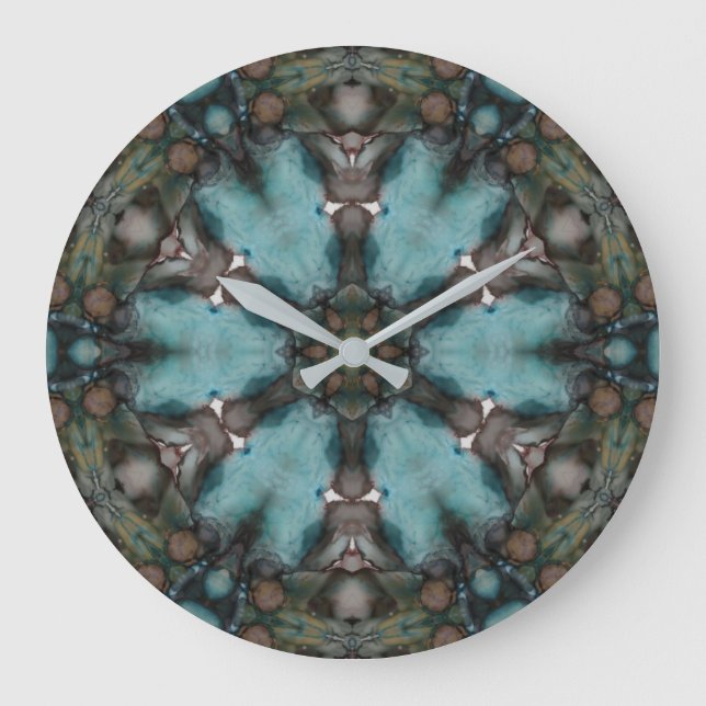 Färglöst Abstrakt Art Wheel Stor Klocka (Framsida)