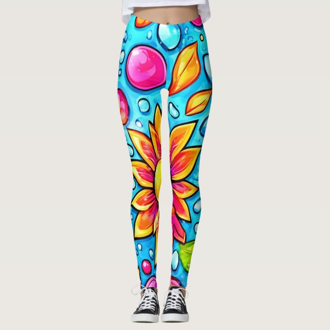 Färglöst abstrakt mönster leggings (Framsida)