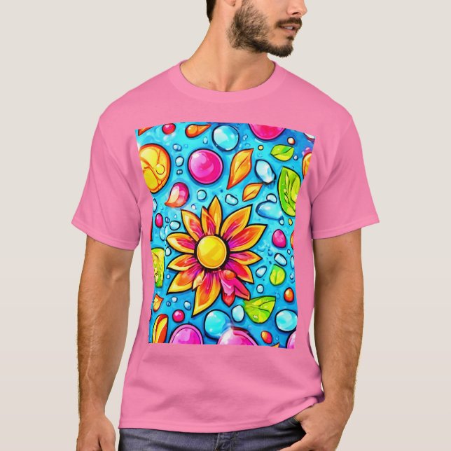 Färglöst abstrakt mönster t shirt (Framsida)