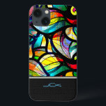 Färglöst Abstrakt Swirls Glasutseende<br><div class="desc">Färgfulla abstrakter snurrar med nedfläckad-glas-utseende. Anpassningsbar och valfritt monogram med modernt geometriskt mönster på grund.</div>