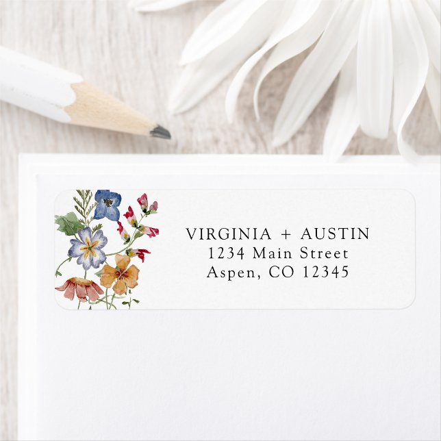 Färglöst adressetikett för Blommigt Retur Returadress Etikett (Colorful Floral Return Address Label by Painted Paperie
)
