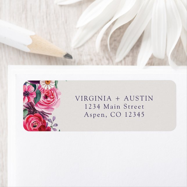 Färglöst adressetikett för Blommigt Retur Returadress Etikett (Colorful Floral Return Address Label by Painted Paperie
)