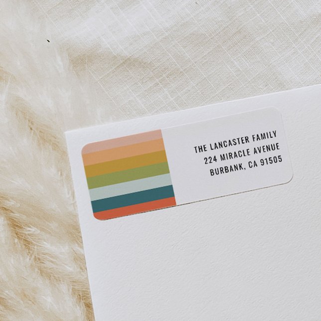 Färglöst adressetikett för Rand-retur Returadress Etikett (Colorful stripes return address labels.)