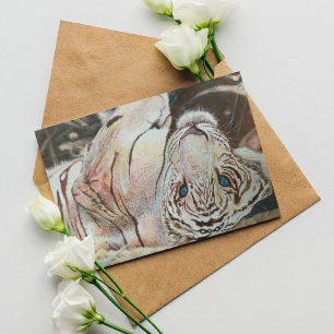 Färglöst akryl Vit tiger Monogram födelsedag Kort
