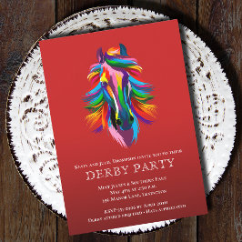 Färglöst akvariehäst Derby Party Red Inbjudningar