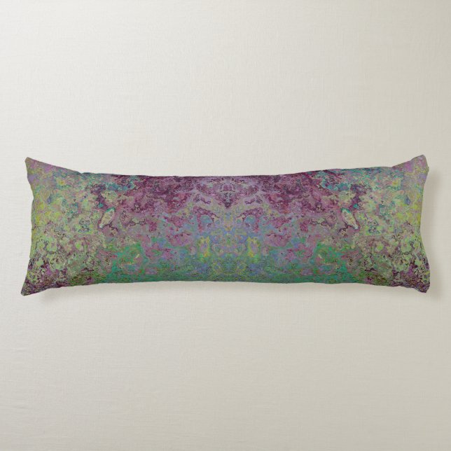 Färglöst alkohol Bläck, Grönt och Burgundisk Abstr Kroppskudde (Framsidan)