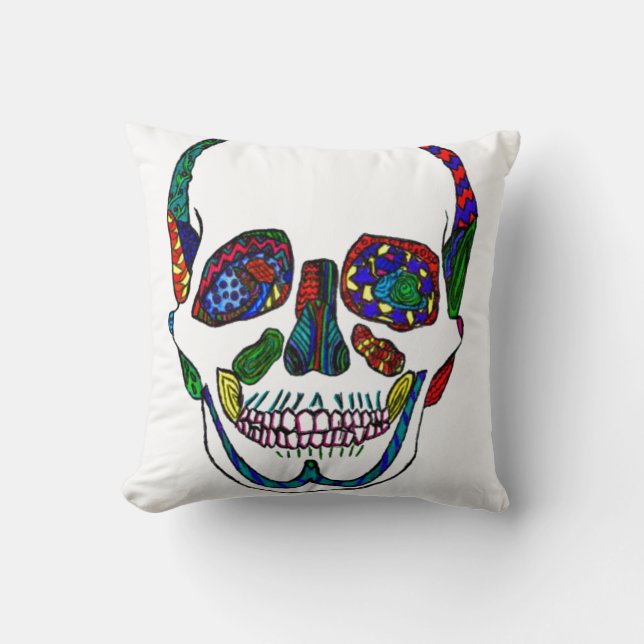 Färglöst anatomiskt socker Skullmosaikfyllam Kudde (Framsida)