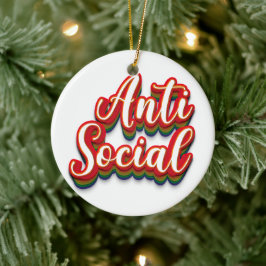 Färglöst anti-Social mot Social Julgransprydnad Keramik