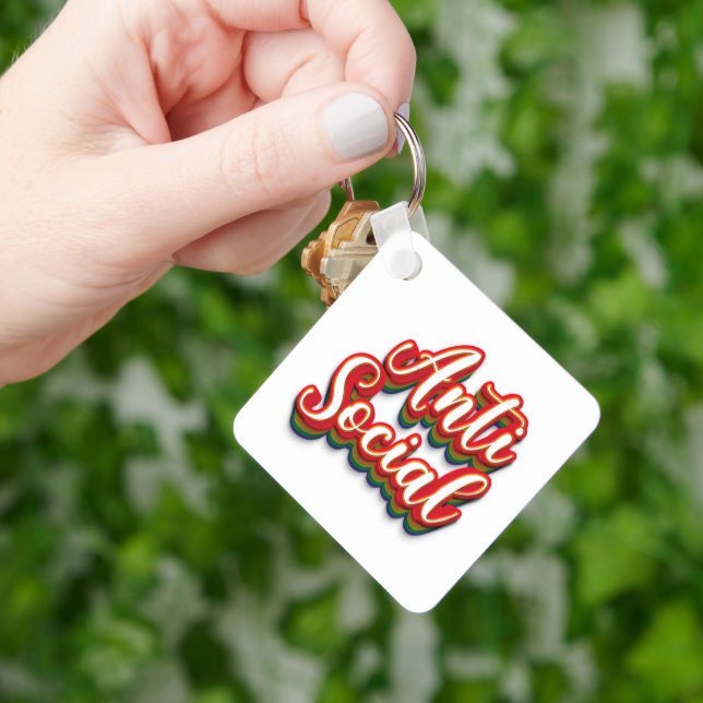 Färglöst anti-Social mot Social Nyckelring (Hand)