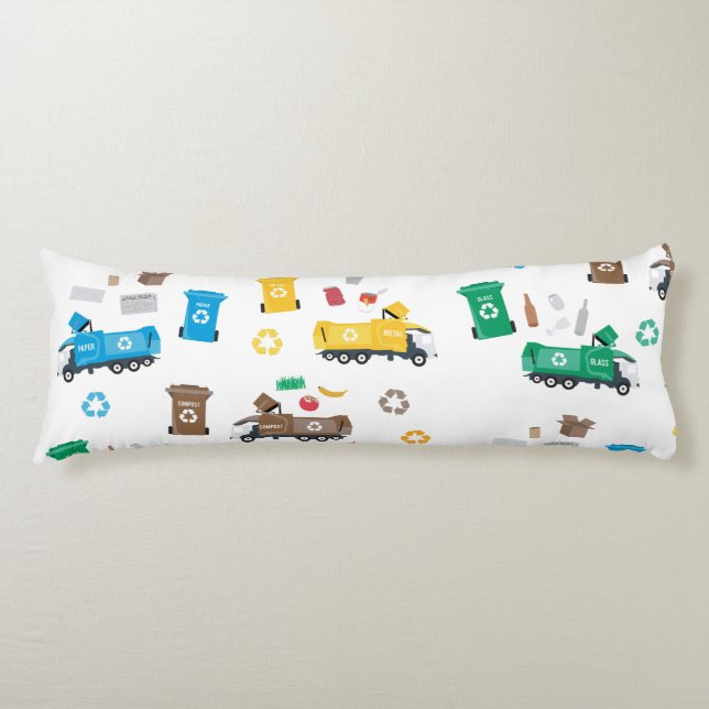 Färglöst återvinning av Sopor Lastbilar & Tunna Kroppskudde (Framsidan)