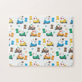 Färglöst återvinning av Sopor Lastbilar & Tunna Pussel