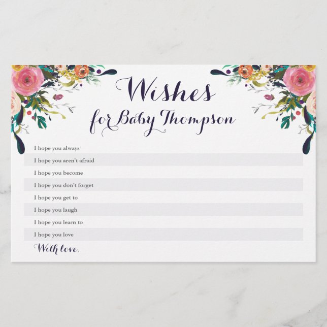 Färglöst babyskor Önskemål för Baby-kort (Framsida)