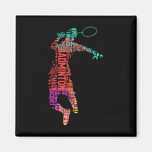 Färglöst Badminton Player _ skyttle Racket _ Badmi Magnet