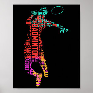 Färglöst Badminton Player _ skyttle Racket _ Badmi Poster