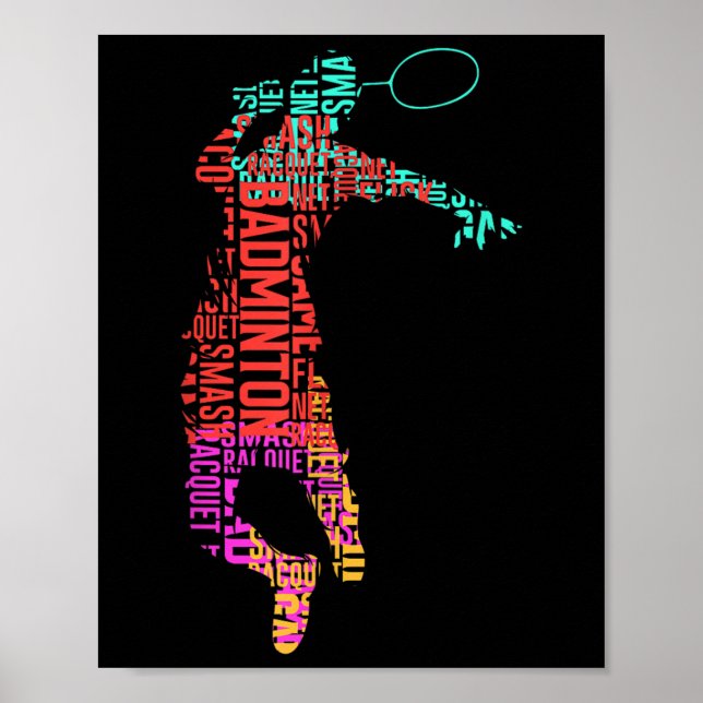 Färglöst Badminton Player _ skyttle Racket _ Badmi Poster (Framsidan)