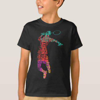 Färglöst Badminton Player _ skyttle Racket _ Badmi T Shirt